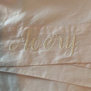 Pottery Barn Kids Percale Pink TOP SHEET Monongram “Avery”